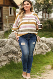 Striped Hollowed Knitted Loose Sweater