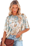 Paisley Print Wide Sleeves Loose Blouse