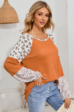 Leopard Colorblock Waffle Knit Top