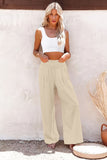 Pink Textured High Waist Wide Leg Plus Size Pants