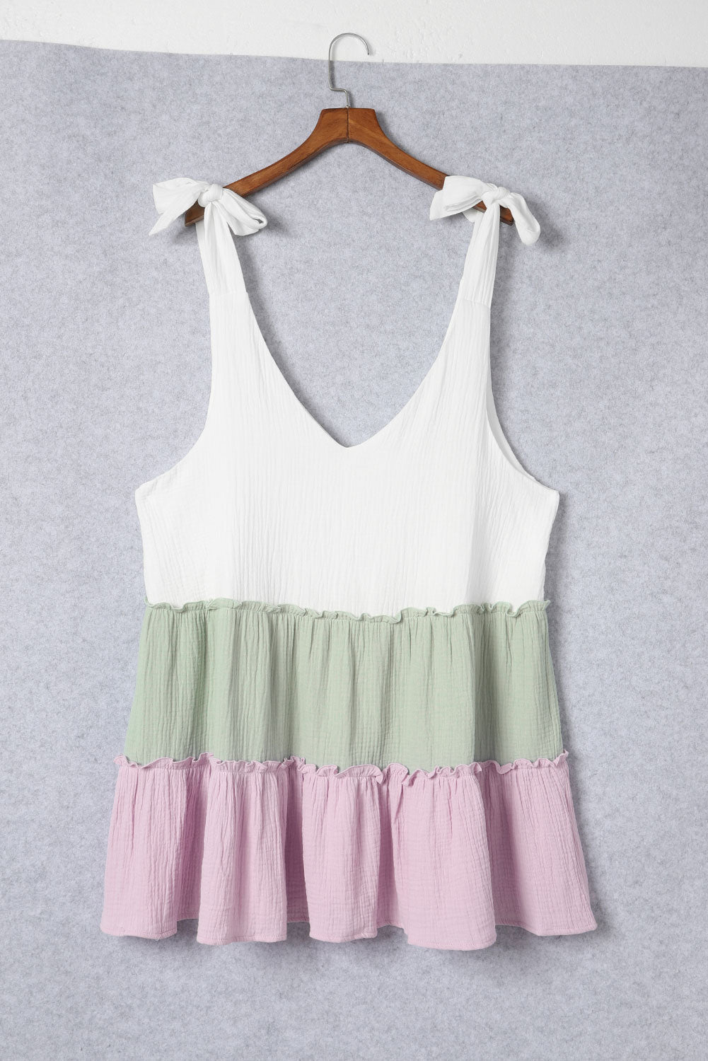 Plus Size Color Block Ruffle Tiered Babydoll Tank Top