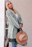 Gray Textured Knit Pocketed Duster Cardigan