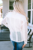 Lace See-through Button Collared Shacket