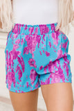 Abstract Print Elastic Waist Pocket Wide-Leg Shorts