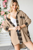 Plaid Patchwork Waffle Thermal Knit Shacket