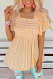 Striped Print Smocked Flowy Blouse