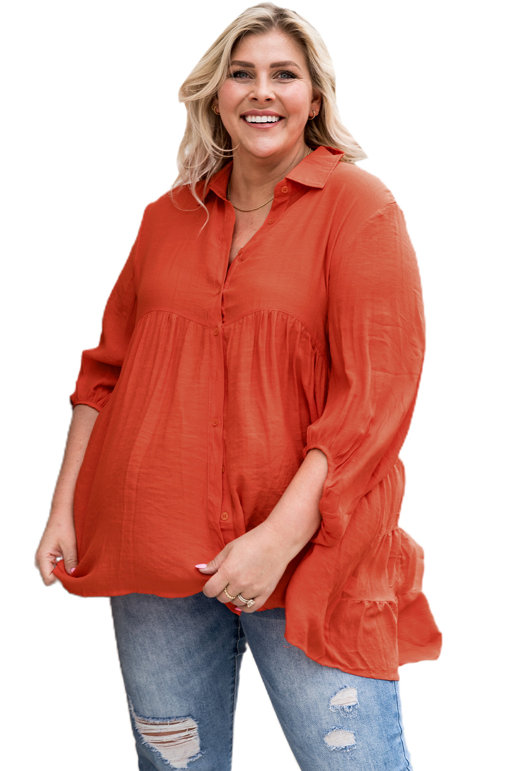 3/4 Sleeve Plus Size Tunic Top