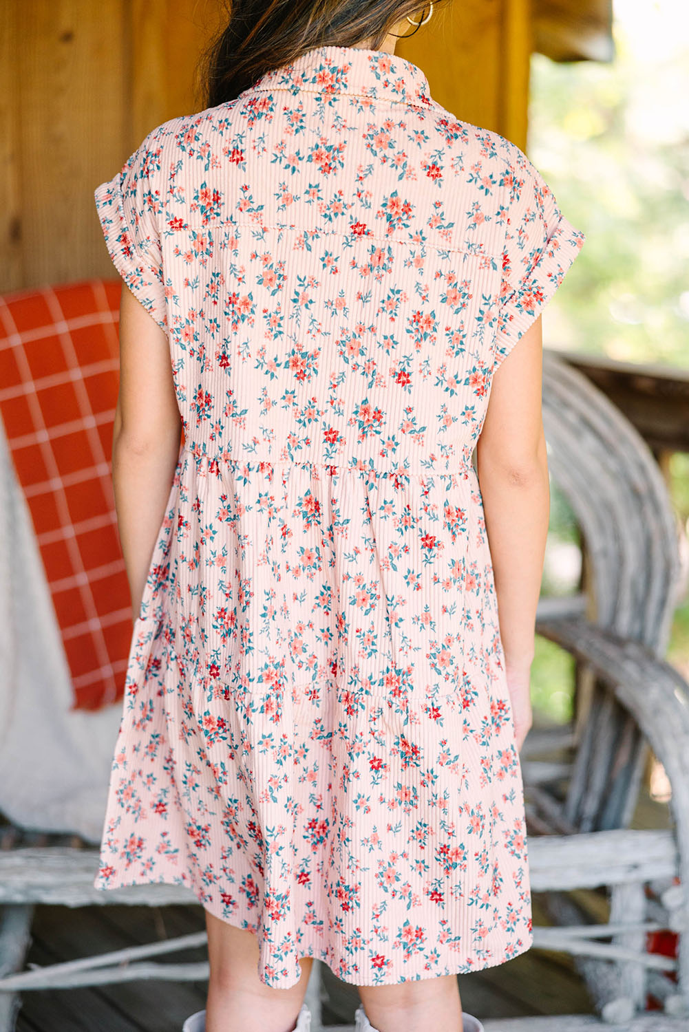 Short Sleeve Flap Pockets Shirt Floral Dress