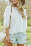 Textured Lace Contrast Ruched Blouse