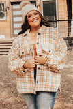 Plus Size Plaid Jacket with Flap Pockets