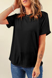 Khaki Casual Plain Crew Neck Tee