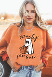 Sweat-shirt orange côtelé à imprimé fantôme Spooky Season