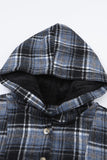 Plaid Button Neck Pocketed Pullover Hoodie