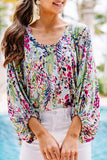 Floral Print Ruffle Sleeve Babydoll Top