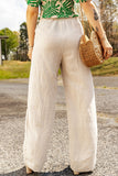 Linen Elastic Drawstring Waist Loose Pants