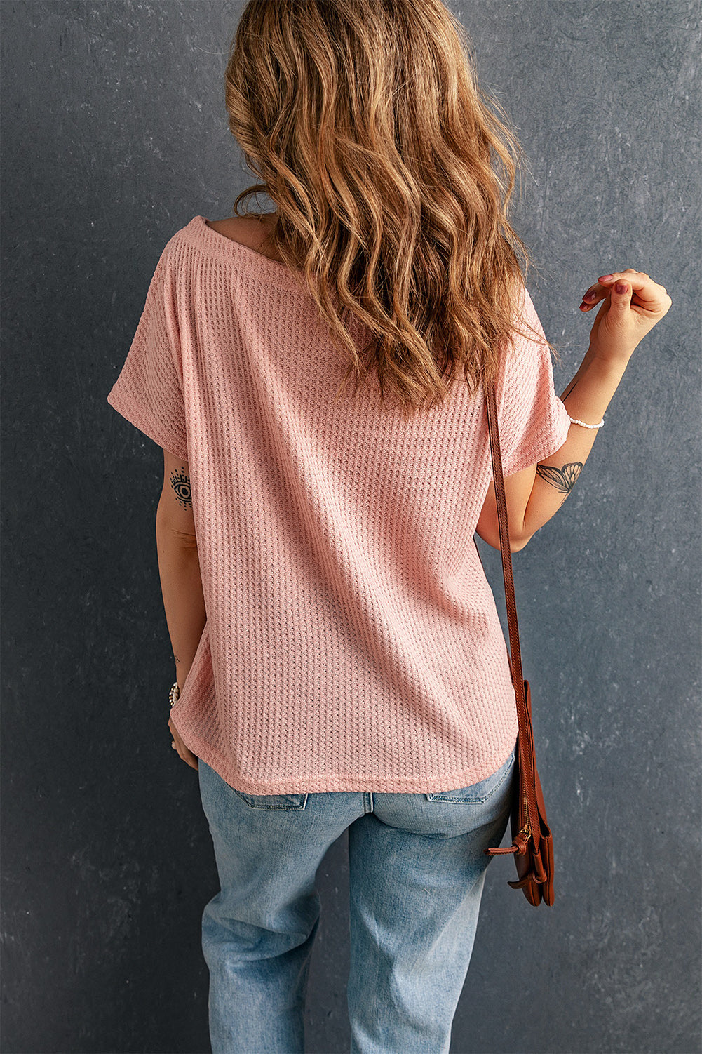 Wide High Straight Neck Waffle Knit Top