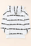 Striped Drawstring Button Long Sleeve Hoodie