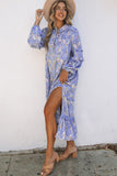 Ruffled Bubble Sleeves Kaftan Paisley Maxi Dress