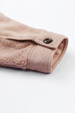 Veste ample boutonnée en daim rose Sherpa Patchwork