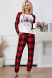 Plaid Merry Christmas Graphic Loungewear Set