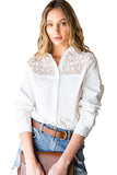 Lace Crochet Splicing Button Up Shirt