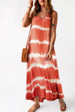 Tie Dye Striped Spaghetti Straps Maxi Dress