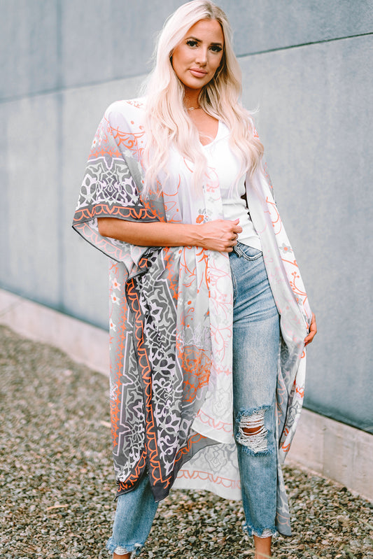 Mandala Fashion Print Half Sleeve Kimono