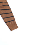 Brown Striped Half Zip Pullover Sweater