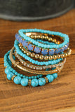 Vintage Boho Turquoise Gem Beaded Bracelet Set