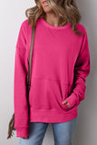 Black Drop Shoulder Crisscross Stitching Pocketed Loose Sweatshirt