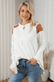 Contrast Crochet Lace Henley Top