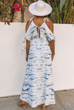 Cold Shoulder Tie-dye Maxi Dress with Slits