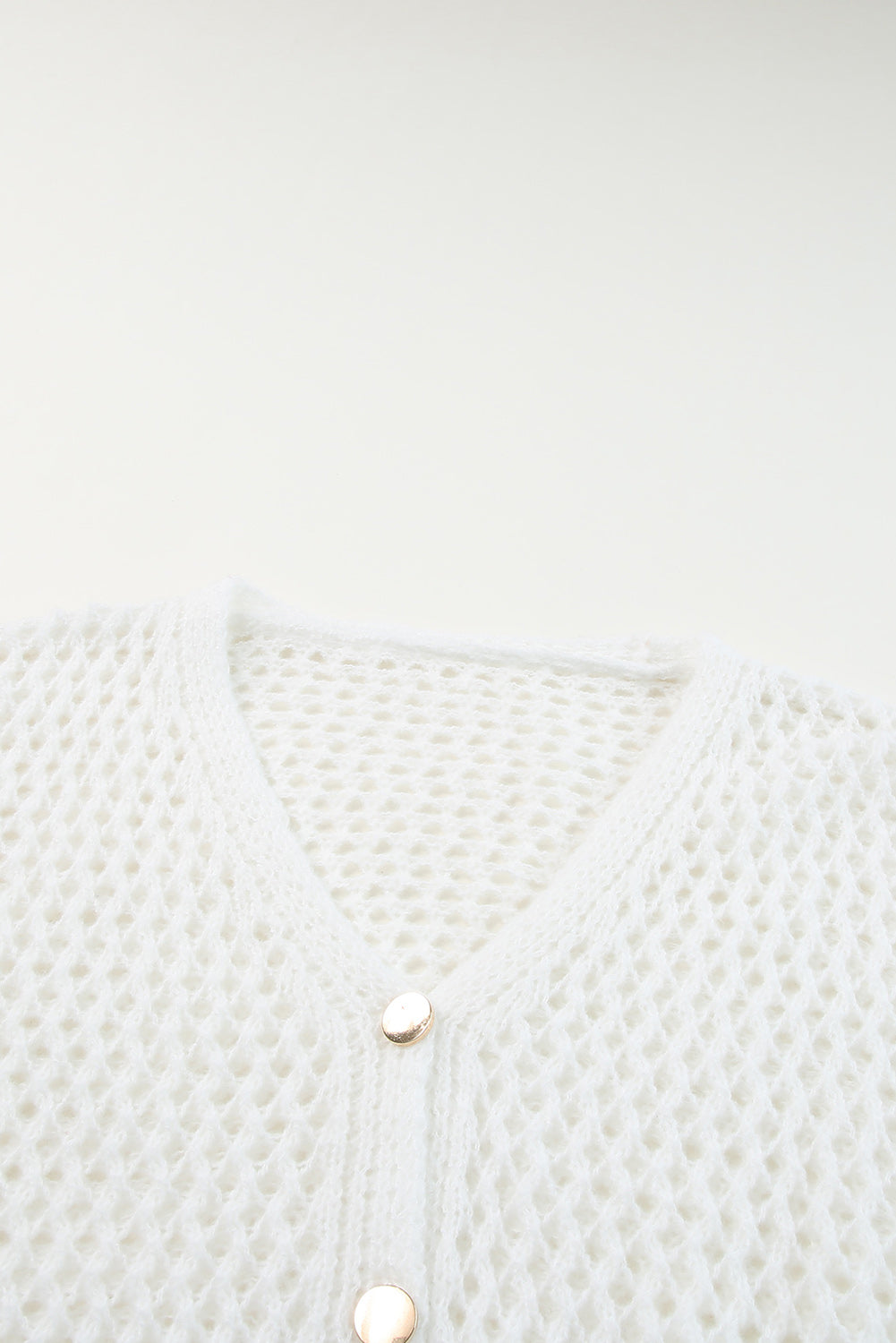 Cardigan pull blanc à manches dolman en tricot évidé