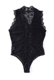 V Neck Hollow-out Lace Bodysuit