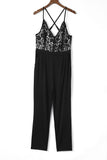 Spaghetti Straps Lace Bodice High Waist Jumpsuit