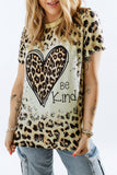 T-shirt à imprimé graphique Leopard Be Kind Heart 