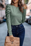 Buttoned Puff Long Sleeve Sheath Top