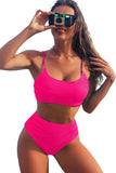 Solid Color Ribbed Spaghetti Straps Bikini Set