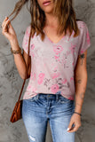 V Neck Floral Print T-shirt