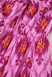 Bonbon Retro Print Twisted Front Ruffled Sleeve Maxi Dress