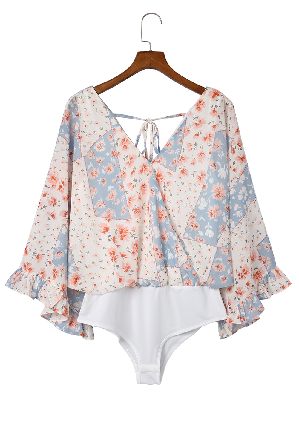 Floral Surplice Wide Sleeve Bodysuit