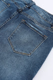 Jean skinny taille haute bleu effet vieilli avec braguette boutonnée