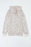 Leopard Kangaroo Pocket Long Sleeve Drawstring Hoodie