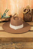 Aztec Embroidery Retro Flat Fedora Hat