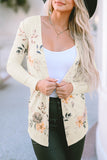 Floral Print Ribbed Knit Slim Fit Cardigan