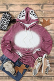 Leopard Tie Dye Print Kangaroo Pocket Pullover Hoodie