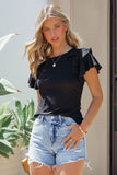 Plain Tiered Ruffled Short Sleeve T Shirt