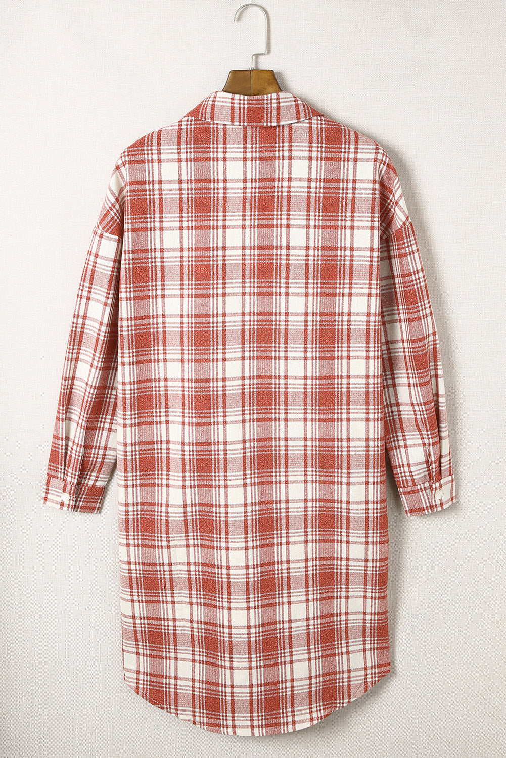 Plaid Print Button Long Shacket