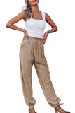 Elastic Drawstring Waistband Harem Pants with Pockets