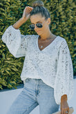 Loose Puff Sleeve Lace Blouse